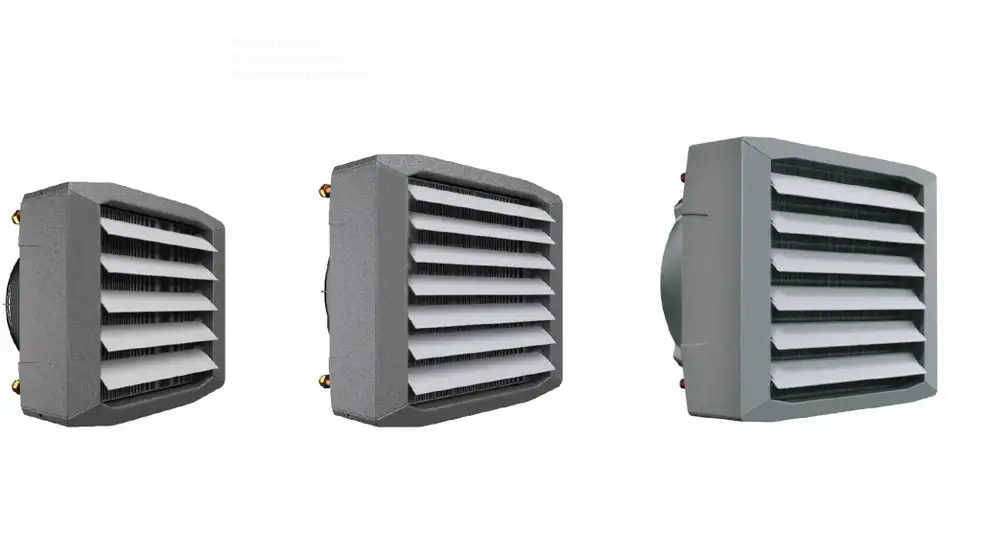 LPHW Unit Heaters- an air heater for a heating hot water system which can be powered by renewable sources of energy such as an air source heat pump, ground source heat pumps or a traditional hot water boiler from Flexiheat UK