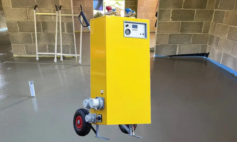 screed heating or curing with a mobile electric boiler by Flexiheat UK